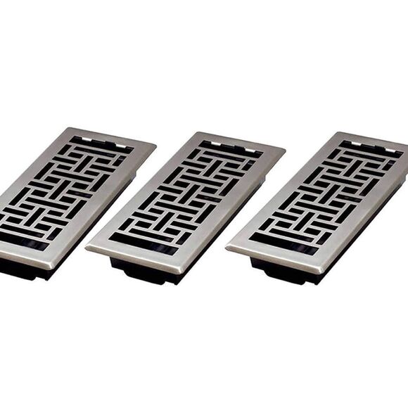 Brushed Nickel Decorator Floor Register Covers 3 Pack Y - Picture 1 of 6